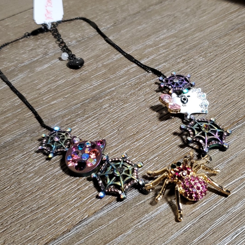 Betsey Johnson "Boo to You" Spider & Web Necklace